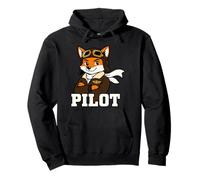 Cool Fox Pilot Aviation Animal Graphic Pullover Hoodie