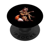 Cool Fox Playing Acoustic Guitar With Sunglasses PopSockets Adhesive PopGrip