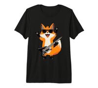 Cool Fox Rockstar Guitar Player Funny Animal Design Premium T-Shirt