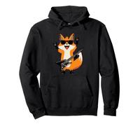 Cool Fox Rockstar Guitar Player Funny Animal Design Pullover Hoodie