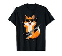 Cool Fox Rockstar Guitar Player Funny Animal Design T-Shirt