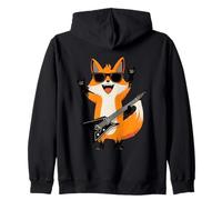 Cool Fox Rockstar Guitar Player Funny Animal Design Zip Hoodie