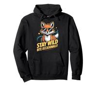 Cool Fox Stay Wild Bite Occasionally Funny Pullover Hoodie