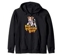 Cool Fox Terrier Boy Cartoon Pet Wire Puppy Dog Breed Owner Zip Hoodie