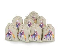 Cool Fox1 8 Pack Drawstring Bags 12x17cm Reusable Cotton Linen Gift Bag for Presents