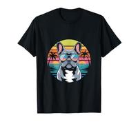 Cool French Bulldog Sunglasses Tropical Sunset Beach T-Shirt