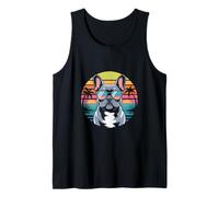 Cool French Bulldog Sunglasses Tropical Sunset Beach Tank Top