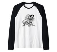Cool Frilled Lizard Sunglasses Reptile Drawing Raglan Baseball Tee