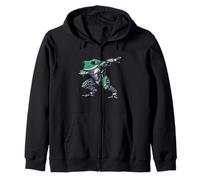 Cool Frog Robot Dab Frog Cyborg Dabbing Mech Futuristic Zip Hoodie