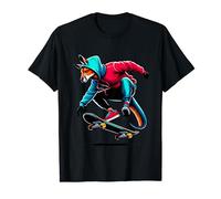 Cool Funky Kangaroo Skateboarding Illustration Art T-Shirt