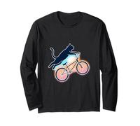 Cool & Funny Flying Cat Riding BMX Bike Art for BMX Lovers Long Sleeve T-Shirt