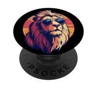 Cool funny Lion Wearing Sunglasses PopSockets Adhesive PopGrip