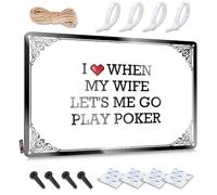 Cool Funny Wall Signs Rustic Wall Poster, Bath Decor Funny Quote Design For Mancave Garage | Haves Anti-rust Metal I Love When My Wife Let's Me Go Play Poker(20X30CM)