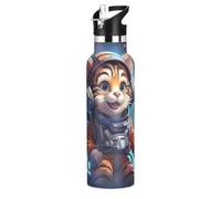 Cool Galaxy Art Tiger Astronaut Kids' Water Bottle Stainless SteelInsulated Vacuum Cup for Girls Boys