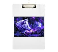 Cool Galaxy Wolf Purple Clipboards Portable Clipboard Letter Size Clipboards with Low Profile Metal Clip for Students, Women, Man