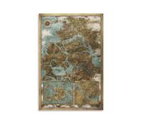 Cool Gaming Witcher Map Video Game Posters Wall Decor For Bedroom Canvas Painting Bathroom Art Wall Decor 12x18inch(30x45cm)