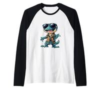 Cool Gecko Summer Vibes Comic Raglan Baseball Tee
