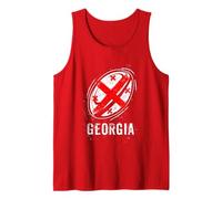 Cool Georgia Flag on Rugby Ball for Proud Georgian Fans Tank Top