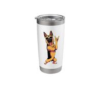 Cool German Shepherd Rock Hand Sign Punk Dog Graphic with Stainless Steel Insulated Tumbler