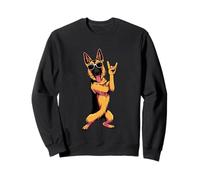 Cool German Shepherd Rock Hand Sign Punk Dog Graphic With Sweatshirt