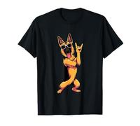 Cool German Shepherd Rock Hand Sign Punk Dog Graphic with T-Shirt