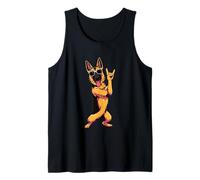Cool German Shepherd Rock Hand Sign Punk Dog Graphic with Tank Top
