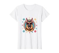 Cool German Shepherd with Sunglasses Value Graphic T-Shirt, Women, White, L
