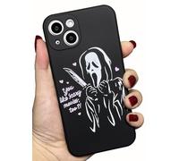 Cool Ghost Face Case for iPhone 15 6.1 inch, Scream Horror Movie Anime Printed, Fashion Cute Skull Skeleton Design for Women Men Boys Girls Soft TPU Silicone Shockproof Phone Case for iPhone 15
