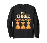 Cool Giraffe 3rd Birthday Party 3 Year Old Toddler I'm Three Long Sleeve T-Shirt
