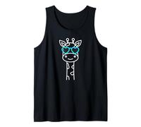 Cool Giraffe in Blue Heart Sunglasses Tank Top
