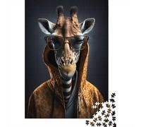 Cool Giraffe Modern Art 1000 Pieces Jigsaw Puzzle, Animal Lover Puzzle, Calm Indoor Activity, 52x38cm/1000pcs
