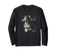 Cool Giraffe Sunglasses Pipe Retro Halftone Art Design Long Sleeve T-Shirt