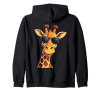 Cool Giraffe With Sunglasses Summer Safari Zoo Animal Retro Zip Hoodie