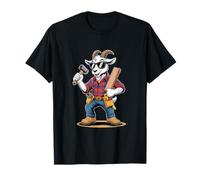 Cool Goat Carpenter Lumberjack Builder Cartoon T-Shirt