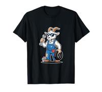 Cool Goat Mechanic with Wrench and Tire Garage T-Shirt