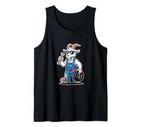 Cool Goat Mechanic with Wrench and Tire Garage Tank Top