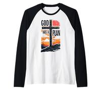 Cool God Has a Plan Jesus Christ Cross Design Men Women Kids Raglan Baseball Tee