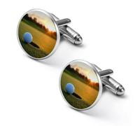 Cool Golf Ball Fashion Cufflinks for Men Classic Shirts Cuff Links Set for Wedding Business 1.7cm