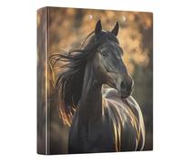 Cool Gorgeous Horse 1 and A Half Inch Binders 3 Ring Decorative Cute Binder with Anti-Slip Clip Versatile Binders for Work School Office, 1 Pack