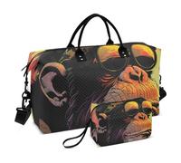 Cool Gorilla Black Decorative Duffel Bag Gym Sports Carry with Adjustable Strap for Airplane Traveling Foldable Bolsa para viajar en Avion de Mujer
