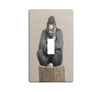 Cool Gorilla Decorative Light Switch Cover Plate 1 Gang Single Toggle, Funny Fun Country Chimpanzee Electrical Faceplate for Kitchen Bathroom, Monkey Animal Switchcover Decor