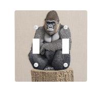Cool Gorilla Decorative Light Switch Cover Plate 2 Gang Double Toggle, Funny Fun Country Chimpanzee Electrical Faceplate for Kitchen Bathroom, Monkey Animal Switchcover Decor