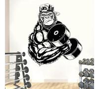 Cool Gorilla Gym Wall Stickers, Workout Motivation Dumbbells, Performance Strength Home Decor Stickers