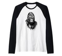Cool Gorilla Ink Art Urban Jungle Wild Power Portrait Grunge Raglan Baseball Tee