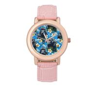 Cool Gorilla Monkey Flower Women's Wrist Watch Fashion Wristwatches with Pink Strap Gifts for Women Mother Wife Birthday