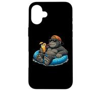 Cool Gorilla Pool Float Mascot Graphic Case for iPhone 16 Plus