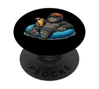 Cool Gorilla Pool Float Mascot Graphic PopSockets Adhesive PopGrip