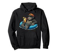 Cool Gorilla Pool Float Mascot Graphic Pullover Hoodie