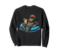 Cool Gorilla Pool Float Mascot Graphic Sweatshirt