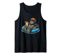 Cool Gorilla Pool Float Mascot Graphic Tank Top
